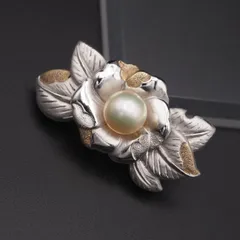 M782 白蝶真珠 パール SILVER刻印 2way ブローチ 帯留め フラワー デザイン シルバー コサージュ 和装小物 6月誕生石