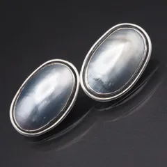 M673 大粒 マベパール 真珠 925刻印 イヤリング ブルー系カラー デザイン シルバー 6月誕生石