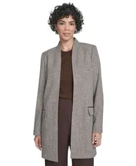 カルバンクライン レディース アウター ジャケット・ブルゾン 長袖 ジャケット Calvin Klein Womens LongSleeve OpenFront Topper Jacket Latte Multi マルチカラー