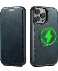 ★iPhone 14 Pro ケース 手帳型 MagSafe対応 いphone14 Pro ケース マグセーフ ワイヤレス充電対応 カード収納 アイフォン14　ブルー