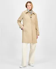 ロンドンフォグ レディース アウター ジャケット・ブルゾン コート London Fog Womens Hooded Scarf Trench Coat Stone ストーン