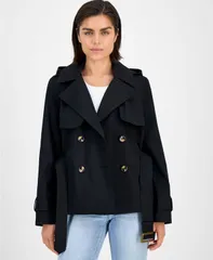 ロンドンフォグ レディース アウター ジャケット・ブルゾン コート London Fog Womens DoubleBreasted Belted Trench Coat Black ブラック