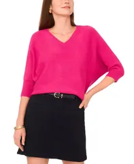 ヴィンスカムート レディース アウター ニット・セーター Vネック セーター Vince Camuto Womens VNeck DolmanSleeve Sweater Red Plum レッド