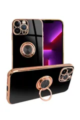 シズカウィル iPhone 13 Pro Max 用 スマホケース スマホリング グリッティア リング付きケース 1個入り ブライトブラック