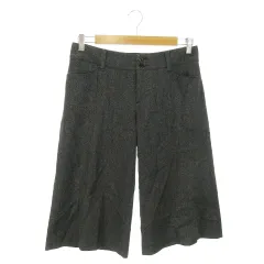 ミッシェルクラン MICHEL KLEIN パンツ ツイード スラックス ショート ハーフ ワイド ウール 通勤 ビジネス 40 グレー /AO5