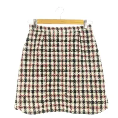 リランドチュール Rirandture スカート ツイード タイト ミニ ウール 裾ラウンド チェック 2 ピンク /AH2