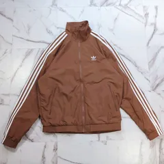 24SS adidas originals トラックジャケット ナイロン ファイヤーバード トラックトップ L ブラウン トレフォイルロゴ刺繍 スリーストライプ