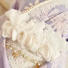 帯揚げ　フリルレース可愛い帯揚げ成人式振袖　帯揚げ花柄卒業式袴　浴衣着物　帯飾り　七五三