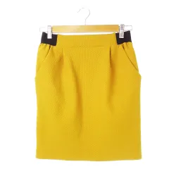 ケイビーエフ KBF アーバンリサーチ スカート タイト ミニ ストレッチ メッシュ素材 配色 ワンポイント バイカラー 茶 ブラウン /CK24