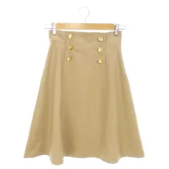 ユニバーバル ミューズ UNIVERVAL MUSE スカート フレア ひざ丈 ストレッチ ワンポイント 金ボタン バックゴム ベージュ /AO10