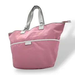 アニエスベー agnès b. VOYAGE トートバッグ ピンク 白 ホワイト ナイロン レザー 大容量 軽量 シンプルデザイン U17