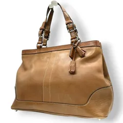 コーチ COACH ハンドバッグ トートバッグ 7468 レザー 本革 グラブタンレザー ブラウン キャメル 肩掛け可 ワンショルダー A4収納可 大容量 タッセルチャーム レディース 鞄 カバン カジュアル ビンテージ 00s U8