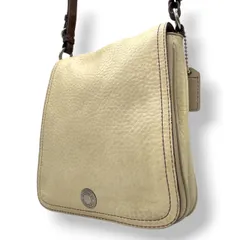 【良品】コーチ COACH シボ革 レザー ショルダーバッグ 斜め掛け クロスボディ アイボリー パープル ステッチ 本革 9382 ビンテージ クラシック レトロ カジュアル デイリー レディース 鞄 カバン U12