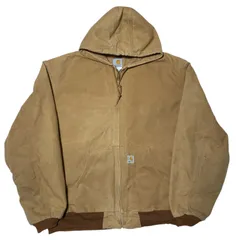 ヴィンテージ USA製 カーハート アクティブジャケット  タフ 重厚 ブラウン系 ダックジャケット ヴィンテージアイテム ロゴ 茶色 2XL オーバーサイズ 人気 定番 アウター レディース ユニセックス メンズ 古着 長袖 CHM