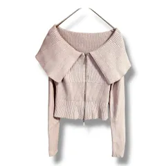 SNIDEL スナイデル sustaina フロントジップ ニット プルオーバー 定価11990円 ビッグカラー 長袖 羽織り カーディガン レディース サイズONE ピンク 春 久喜倉庫店 4 No.K 1422