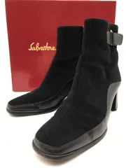 Salvatore Ferragamo　フェラガモ　ブラックアンクルブーツ　ショートブーツ　スエード　表記サイズ6　422