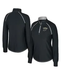 コロシアム レディース アウター パーカー・スウェット シャツ Colosseum Womens Black Purdue Boilermakers Bikram Raglan QuarterZip Sweatshirt Black ブラック