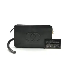良品 CHANEL シャネル ココマーク ラムスキン クラッチ セカンド バッグ ポーチ ポシェット ブラウン レディース 鞄 BAG a10573