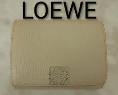 AQV06 ロエベ 極美品 アナグラム スモールバーティカルウォレット 3つ折り財布 シルバー金具