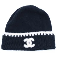 CHANEL (シャネル) ココマークパッチ カシミヤニットキャップ ブラック AA9203