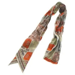 FENDI (フェンディ) ラッピー シルク スカーフ オレンジ/ホワイト