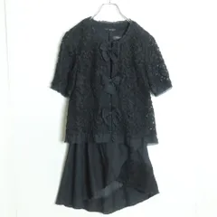 【美品】インゲボルグ★二点セット！チュールレースとシフォンのワンピース&ブラウス サイズ4(11号) 黒系 リボン付き♪z17773