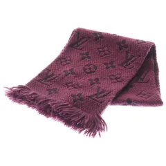 LOUIS VUITTON (ルイヴィトン) フリンジマフラー ストール エシャルプ ロゴマニア パープル M75503