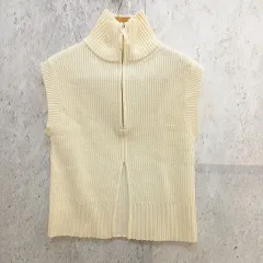 AZUL BY MOUSSY アズール バイ マウジー ニット ベスト 2Way ジップアップ シンプル アイボリー Fサイズ 〇◇☆