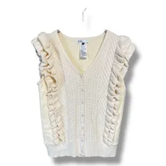 DOUBLE STANDARD CLOTHING ダブルスタンダードクロージング フリルニット スウェットベスト 定価17000円 羽織り チョッキ ノースリーブ レディース サイズ38 アイボリー 春 久喜倉庫店 4 No.K 1424