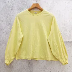 AMERICAN HOLIC アメリカンホリック 袖ボリューム カットプルオーバー ロンＴ 長袖Tシャツ ゆったり イエロー Lサイズ ◎_〇□