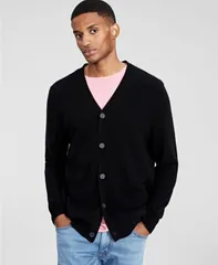 クラブルーム メンズ アウター ニット・セーター Vネック カーディガン Club Room Mens Cashmere VNeck Cardigan Deep Black ブラック
