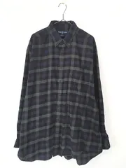 古着 90s Ralph Lauren 「BLAKE」 ダーク チェック ポケット付 BD フランネル シャツ ネルシャツ XXL 古着 