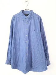 古着 90s Ralph Lauren 「YARMOUTH」 水色×白 ストライプ BD シャツ 17 1/2 古着 