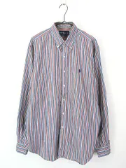 古着 90s Ralph Lauren 「CLASSIC FIT」 カラフル マルチ ストライプ BD シャツ L 古着 
