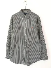 古着 90s Ralph Lauren 「CLASSIC FIT」 黒×白 ストライプ BD シャツ 15 1/2 古着 
