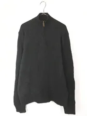 古着 Polo Ralph Lauren ワンポイント ソリッド ハーフジップ ラムウール ニット セーター 黒 L 古着 