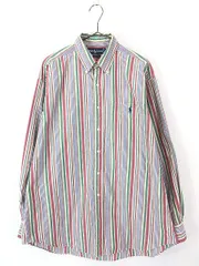 古着 90s Ralph Lauren 「BLAIRE」 カラフル マルチ ストライプ ポケット付 BD シャツ L 古着 
