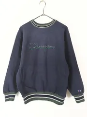 古着 90s USA製 Champion Reverse Weave BIG ロゴ リブライン リバース スウェット 紺 L 古着 