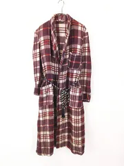 古着 60s Beacon 好配色 チェック アセテート&コットン ブランケット ガウン コート M 美品!! 