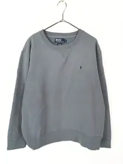 古着 90s Polo Ralph Lauren ワンポイント 前V スウェット トレーナー ブルーグレー L 