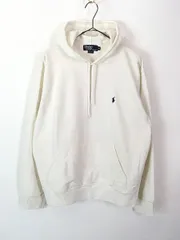 古着 90s Polo Ralph Lauren ワンポイント ソリッド スウェット パーカー 白 M 古着 