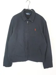 古着 90s Polo Ralph Lauren ワンポイント コットン ツイル スポーツ ジャケット 紺 L 古着 