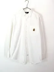 古着 90s Polo Ralph Lauren クレスト ワンポイント ソリッド ポケット付 BD シャツ 白 M 古着 