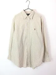古着 Polo Ralph Lauren 「LOWELL」 白×モカ ストライプ シャツ 16 1/2 古着 