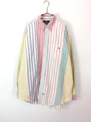 古着 90s Ralph Lauren カラフル マルチ チェック ポケット付 BD シャツ XL 古着 
