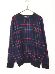 古着 90s Polo Ralph Lauren チェック コットン ニット セーター L 古着 