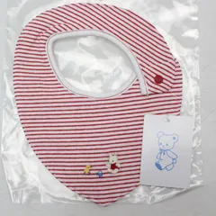 782)【未使用タグ付き】familiar ボーダー柄スタイ 赤 レッド