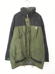 古着 90s NIKE パッチ オリーブ×黒 バイカラー ハイネック パデット カスタム ナイロン ジャケット M 古着 