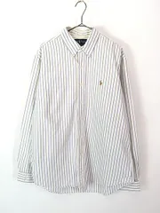 古着 90s Ralph Lauren 「CUSTOM FIT」 白×青 ストライプ BD シャツ XL 古着 