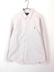 古着 90s Ralph Lauren 「CUSTOM FIT」 白×ピンク ストライプ BD シャツ L 古着 